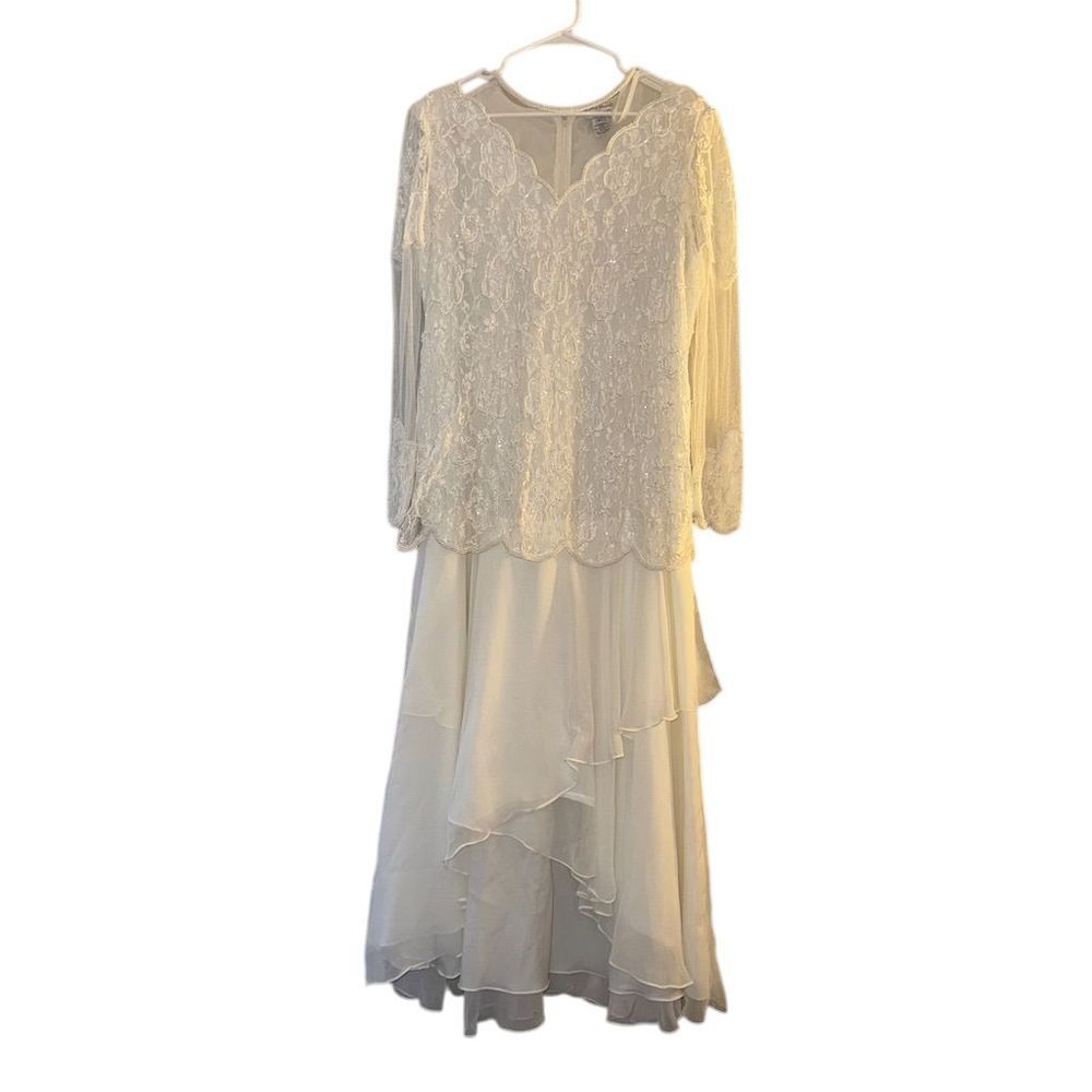 Beaded Drama Women's Ivory Knee Length Vintage Dress Size M Formal